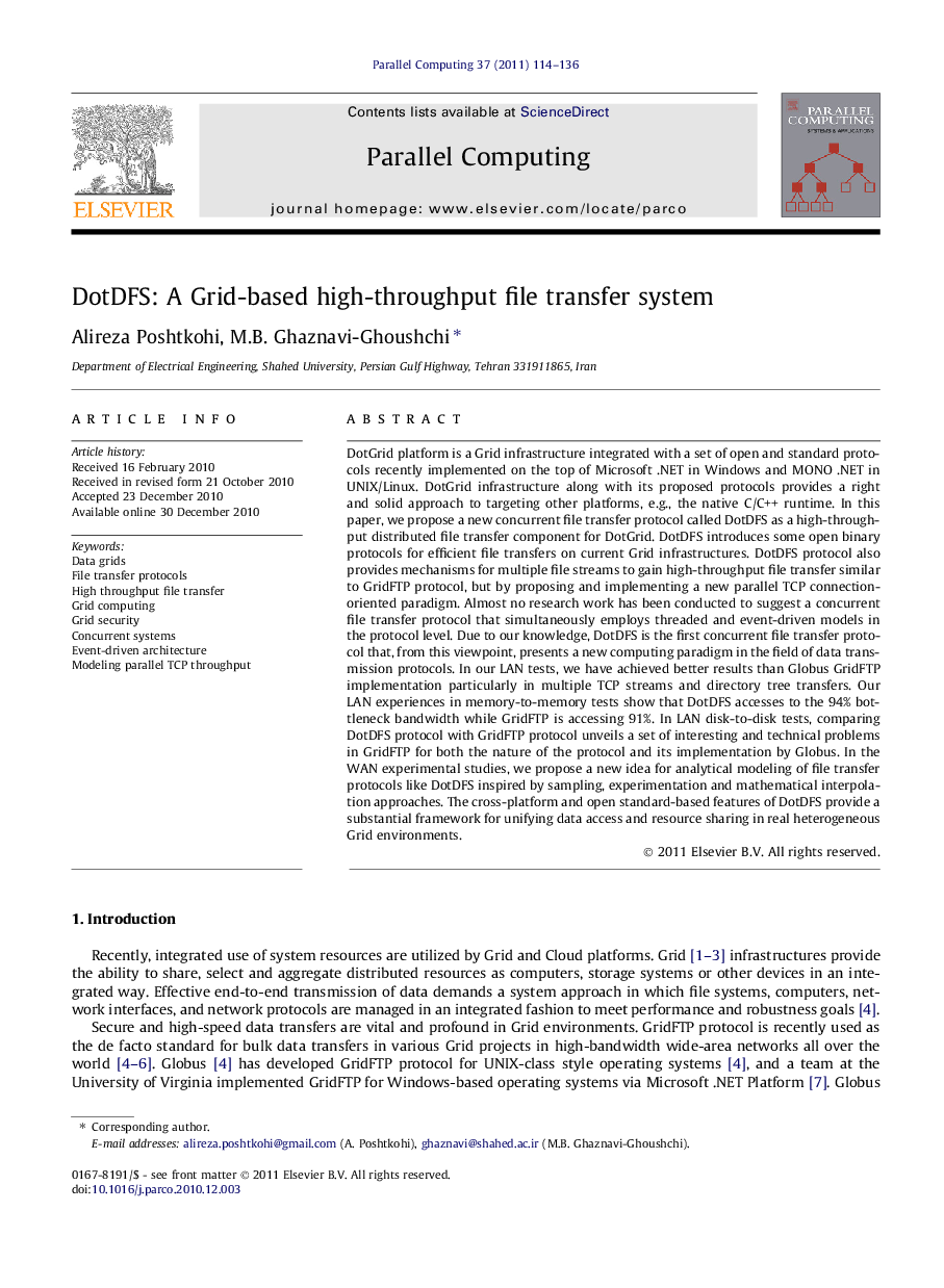 DotDFS: A Grid-based high-throughput file transfer system