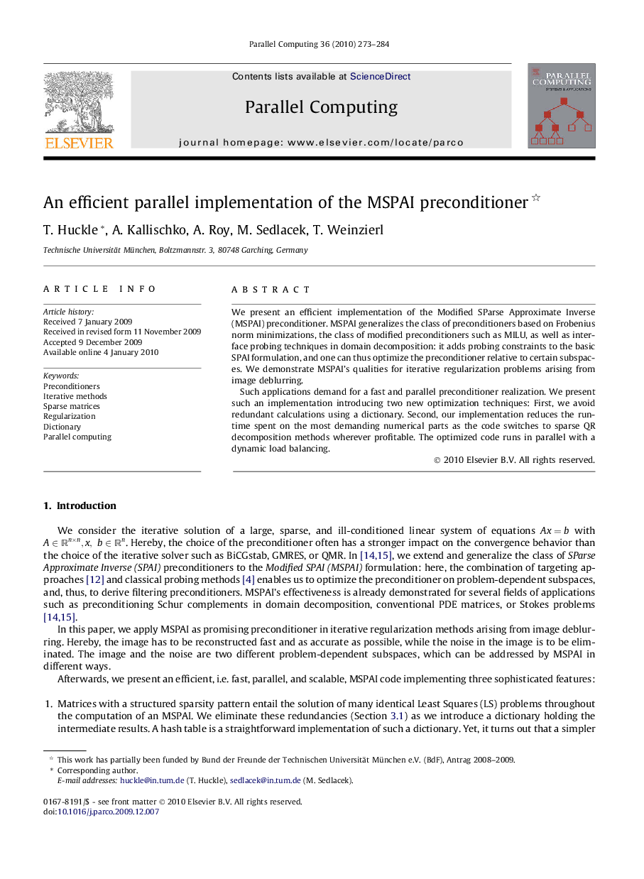 An efficient parallel implementation of the MSPAI preconditioner 