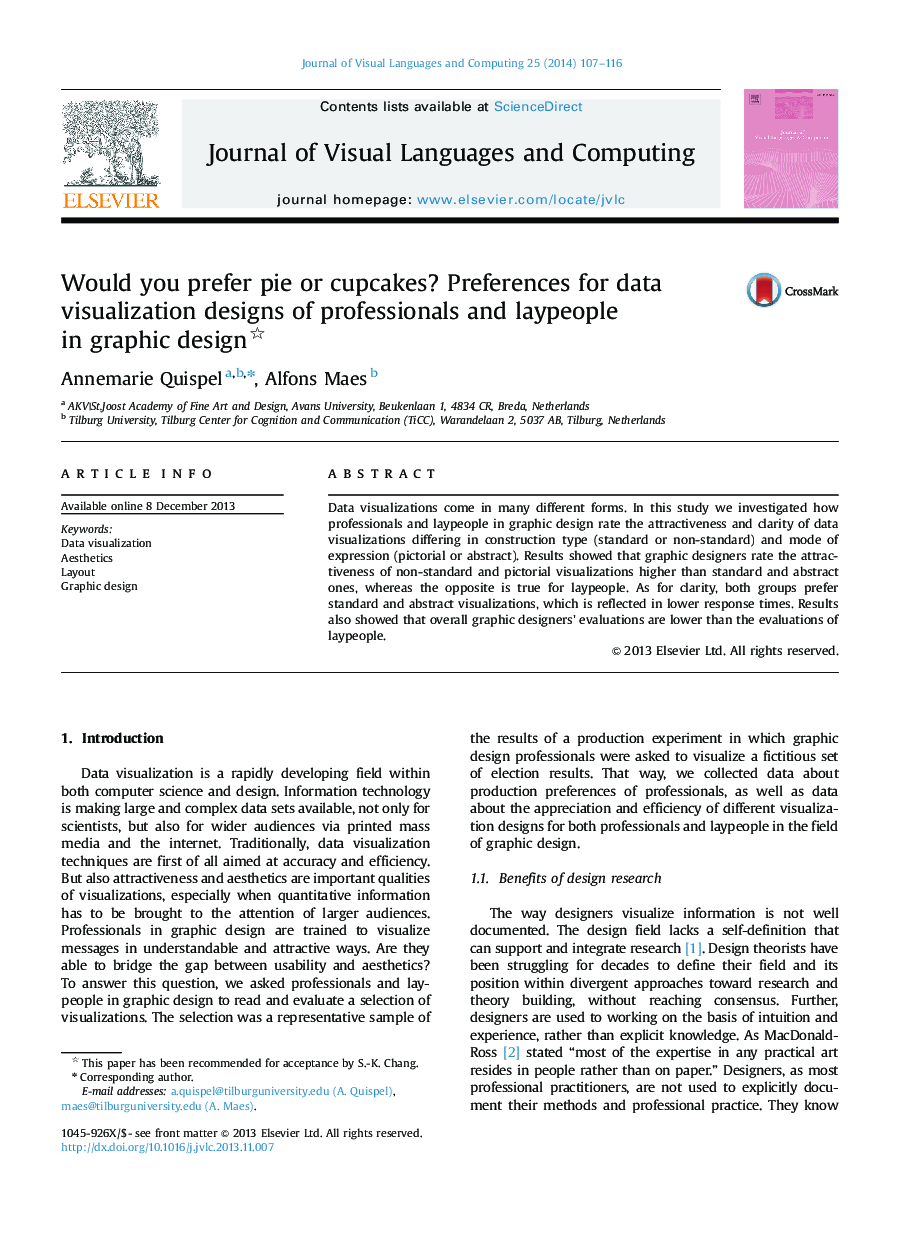 Would you prefer pie or cupcakes? Preferences for data visualization designs of professionals and laypeople in graphic design 