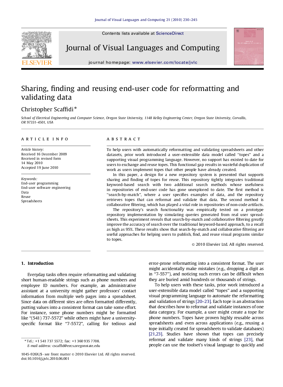 Sharing, finding and reusing end-user code for reformatting and validating data