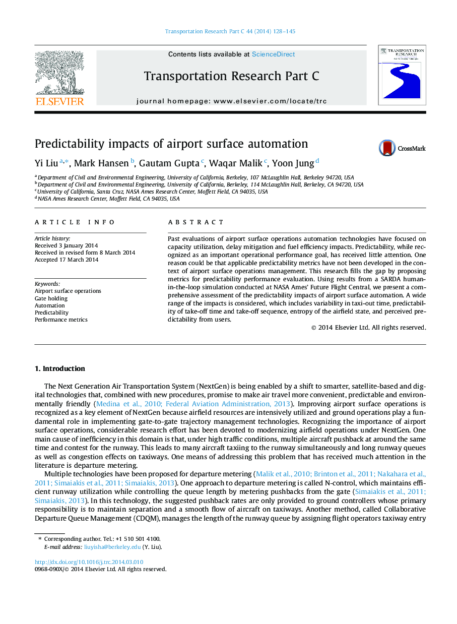 Predictability impacts of airport surface automation