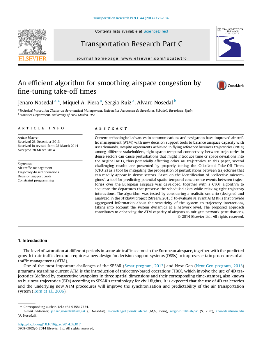 An efficient algorithm for smoothing airspace congestion by fine-tuning take-off times