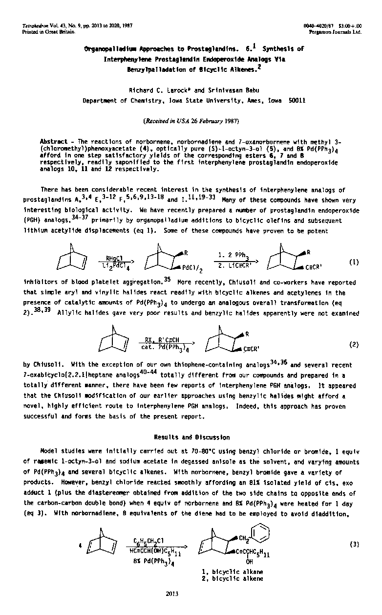 Organopalladium approaches to prostaglandins. 