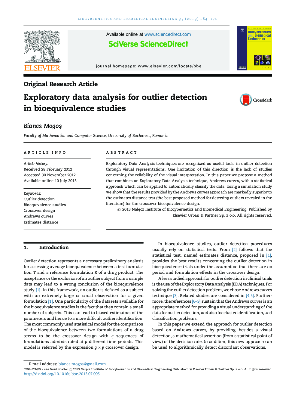 Exploratory data analysis for outlier detection in bioequivalence studies