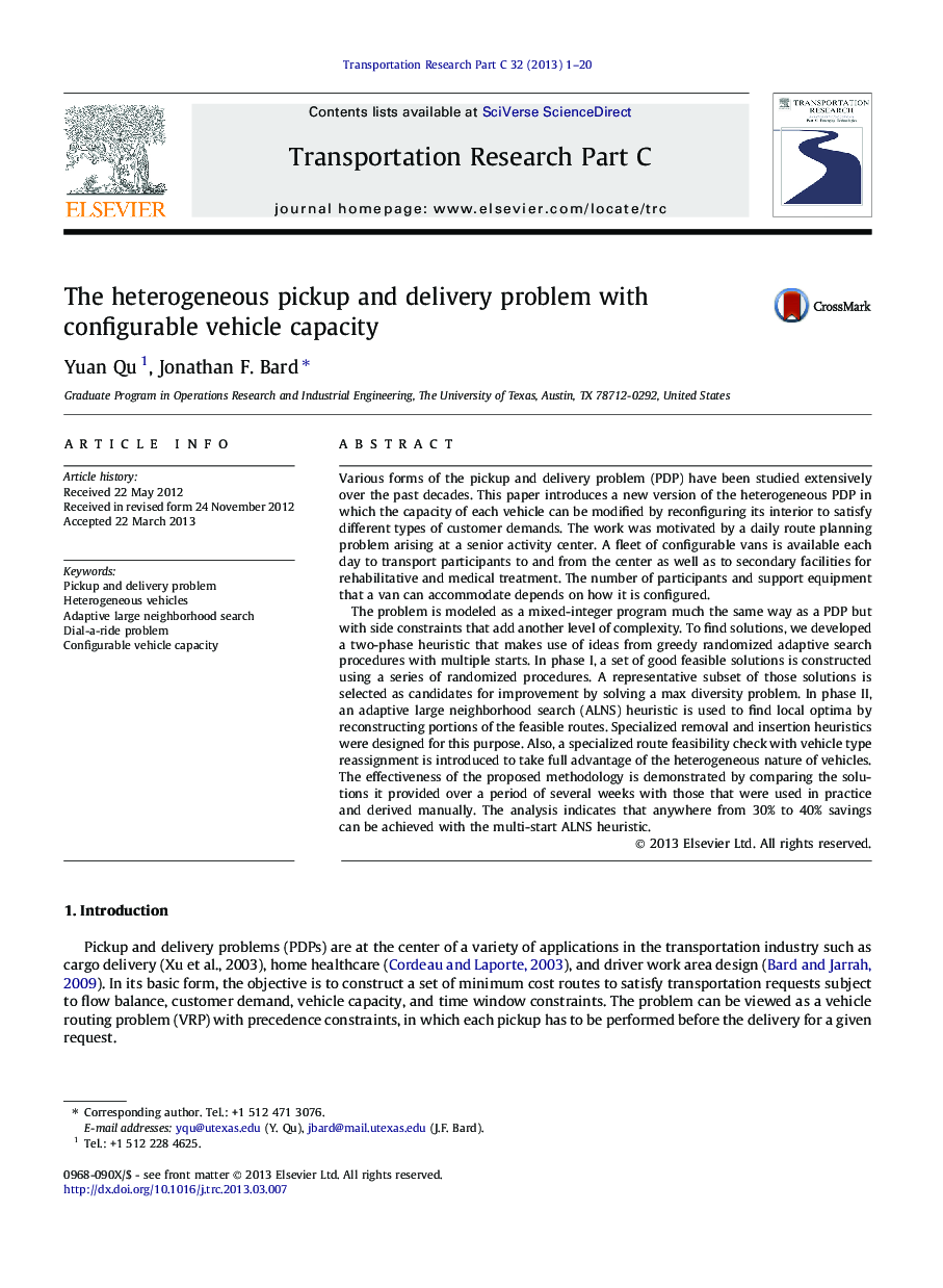 The heterogeneous pickup and delivery problem with configurable vehicle capacity