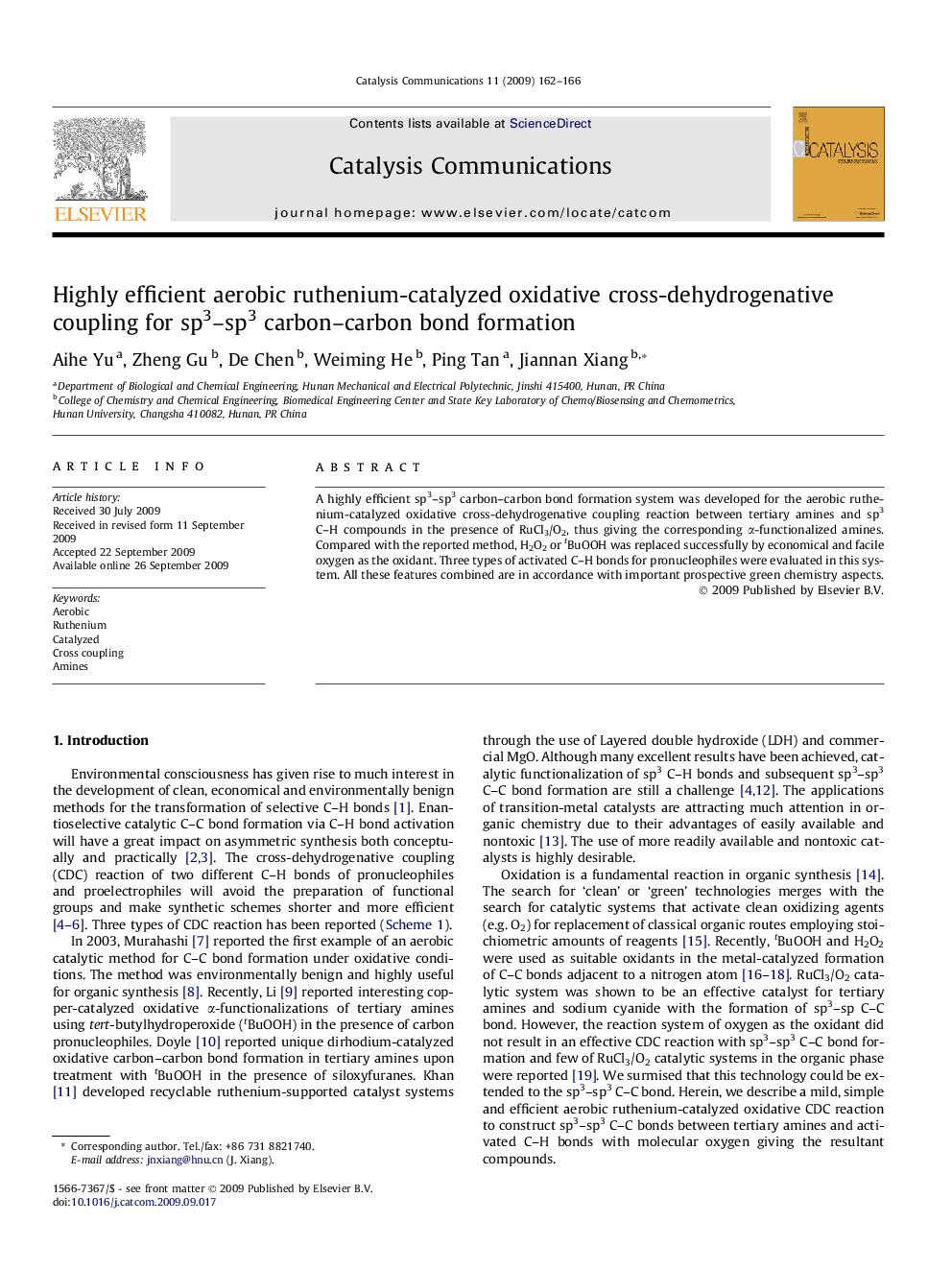 Highly efficient aerobic ruthenium-catalyzed oxidative cross-dehydrogenative coupling for sp3–sp3 carbon–carbon bond formation