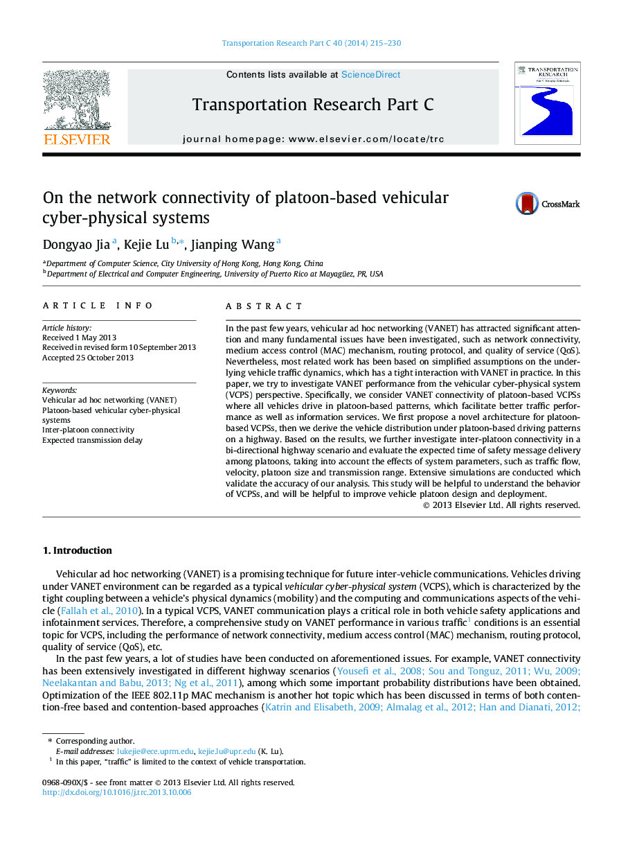 On the network connectivity of platoon-based vehicular cyber-physical systems