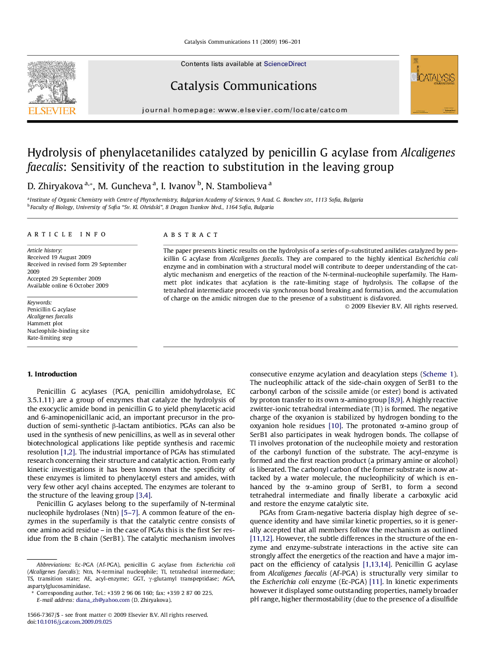 Hydrolysis of phenylacetanilides catalyzed by penicillin G acylase from Alcaligenes faecalis: Sensitivity of the reaction to substitution in the leaving group