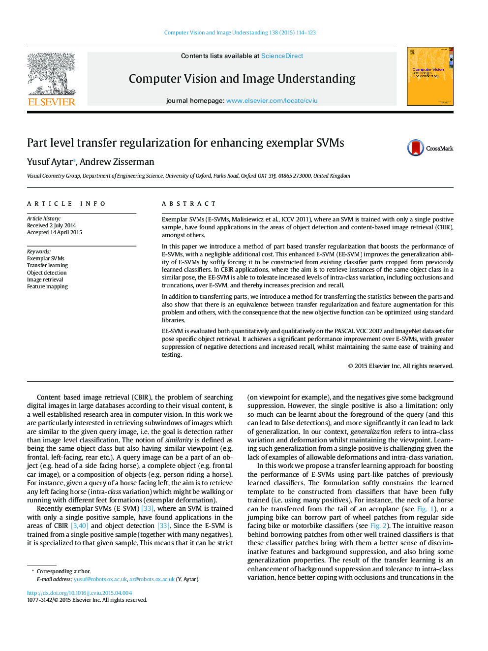 Part level transfer regularization for enhancing exemplar SVMs