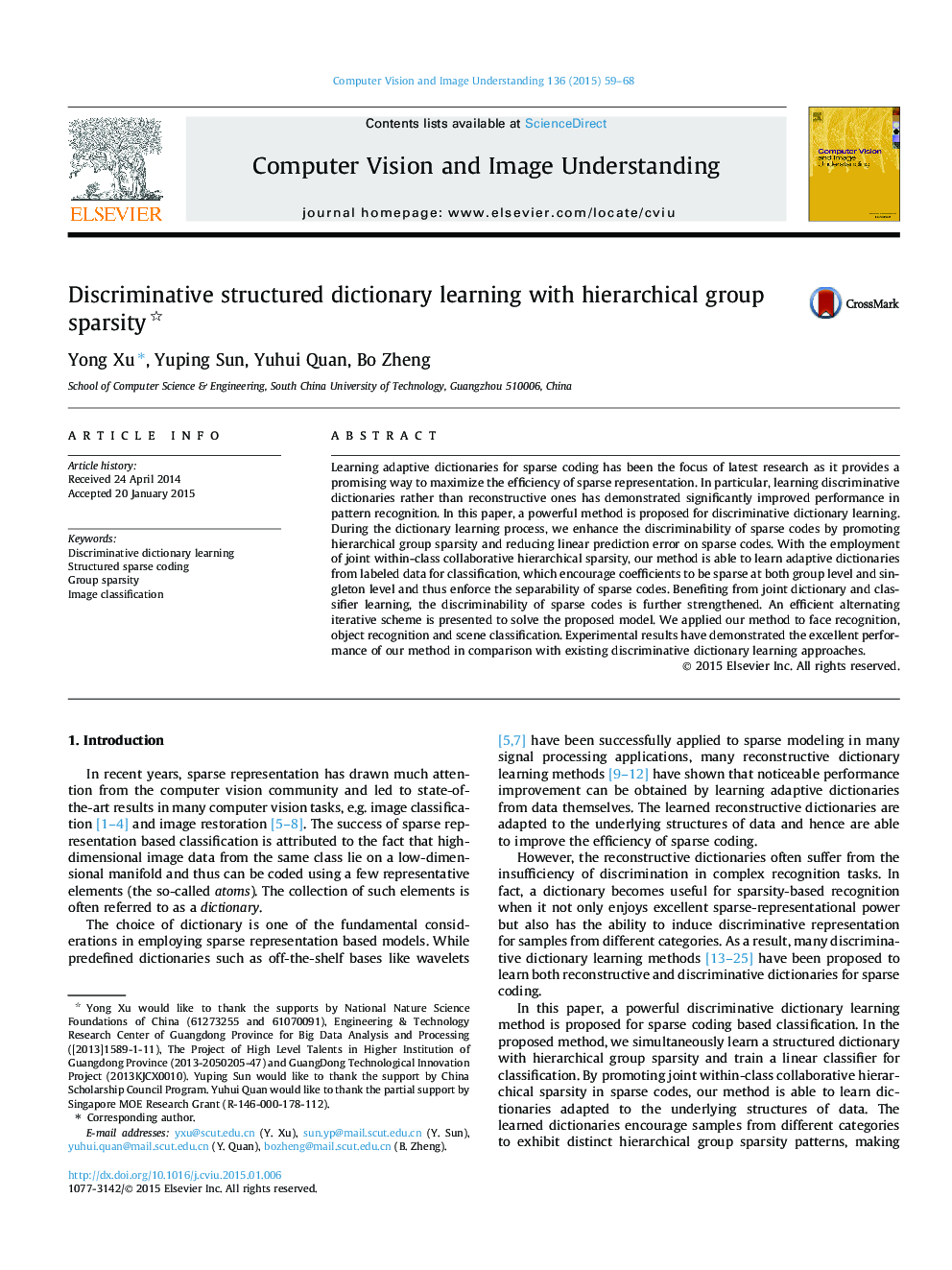 Discriminative structured dictionary learning with hierarchical group sparsity 