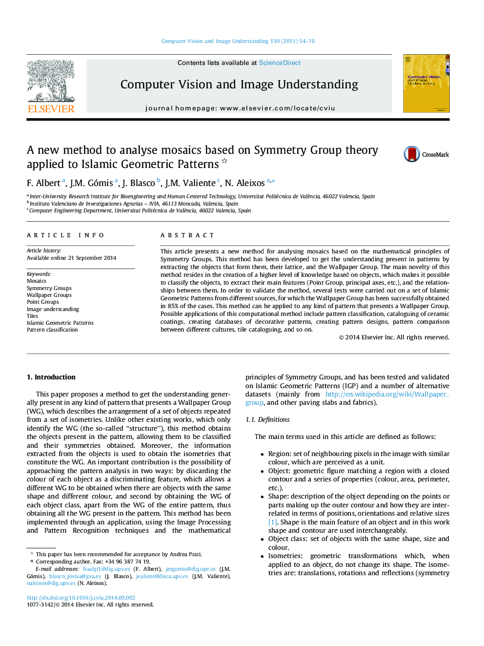 A new method to analyse mosaics based on Symmetry Group theory applied to Islamic Geometric Patterns 