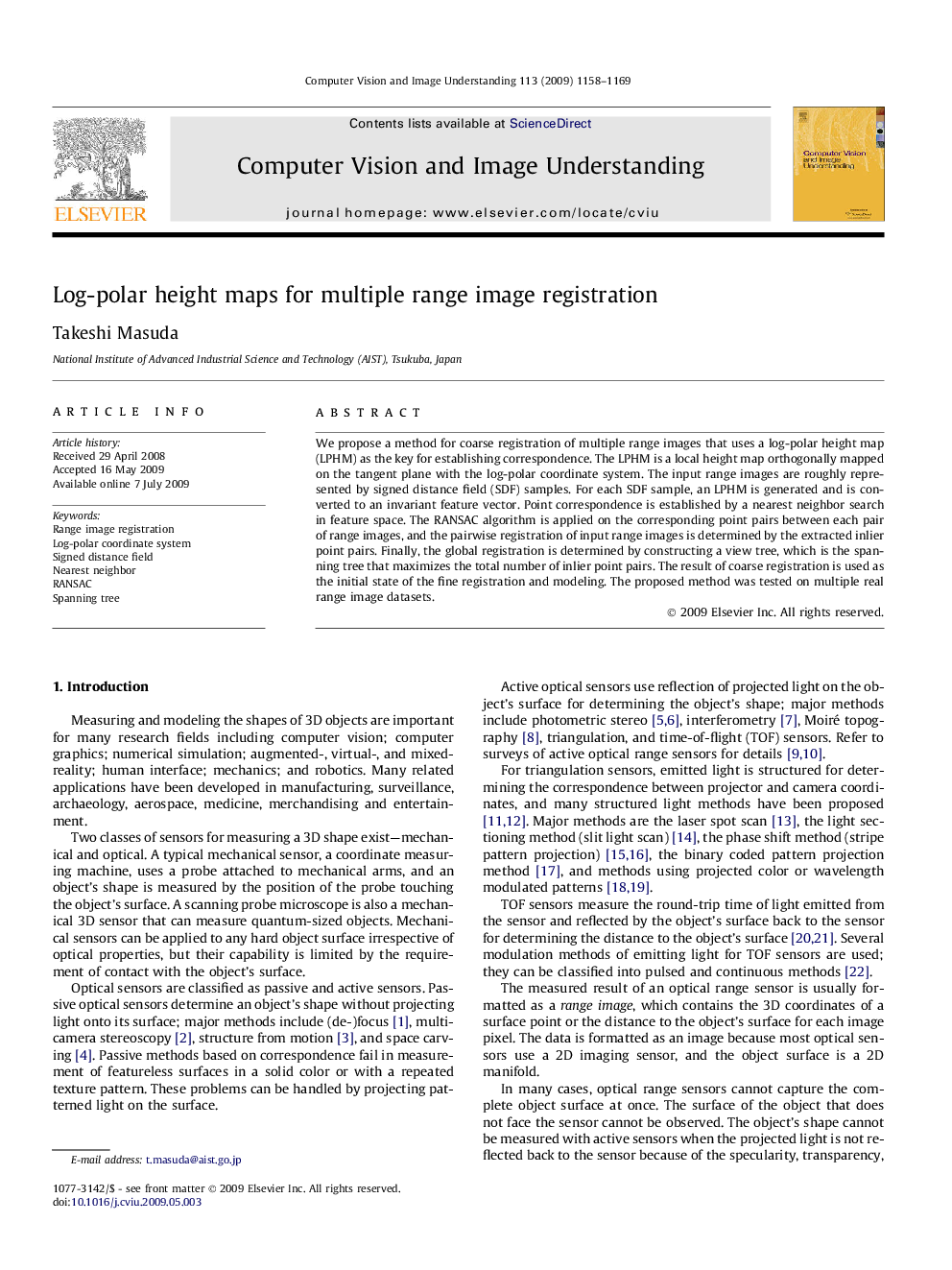 Log-polar height maps for multiple range image registration