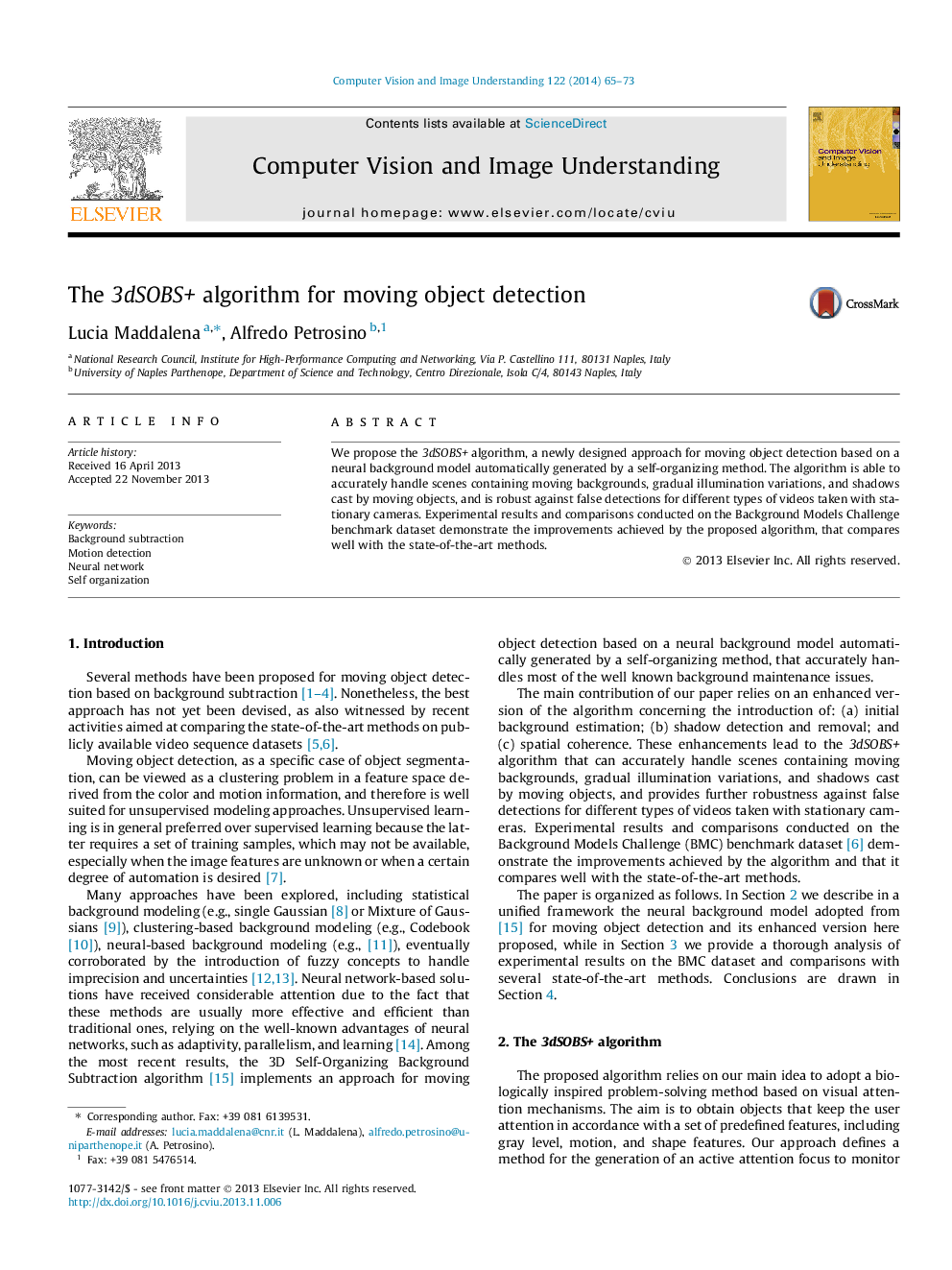 The 3dSOBS+ algorithm for moving object detection