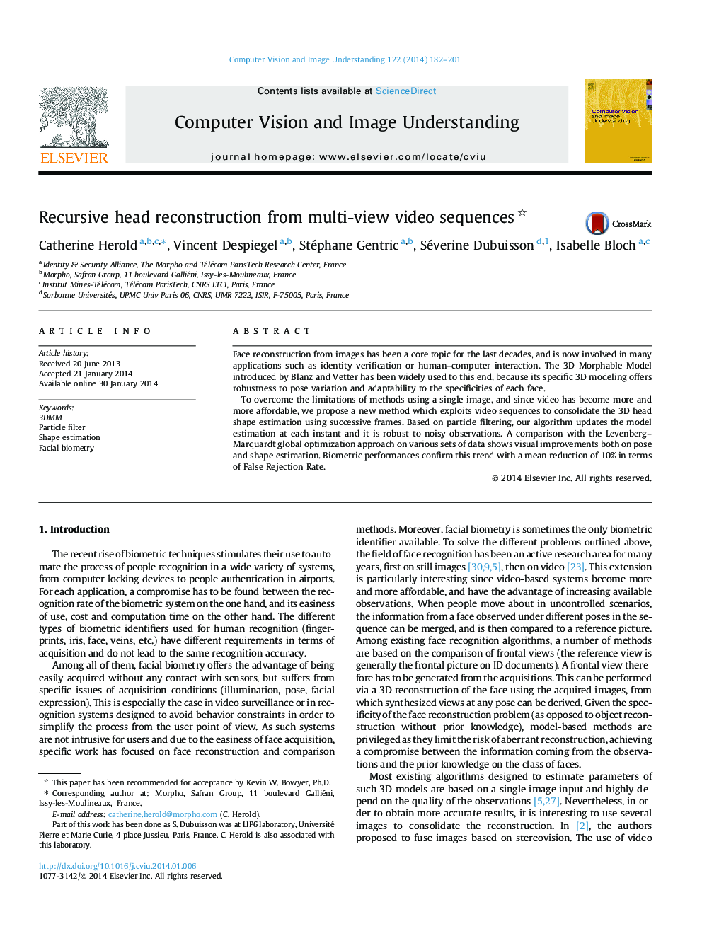 Recursive head reconstruction from multi-view video sequences 