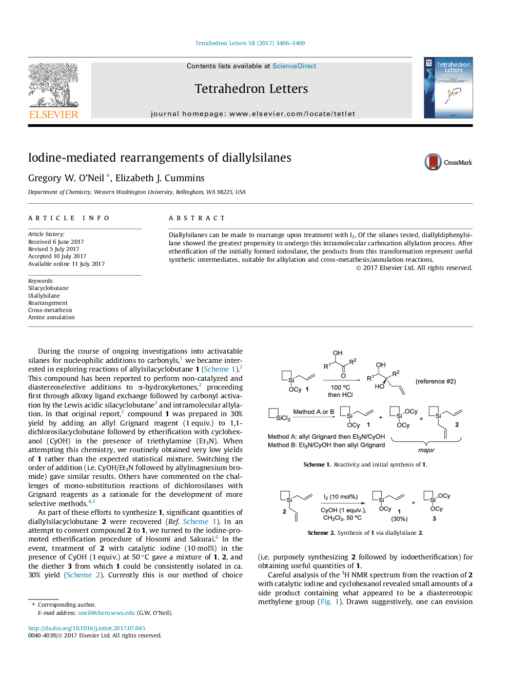 ترکیبات دی اتیل سیلان ها توسط واسطه ید 