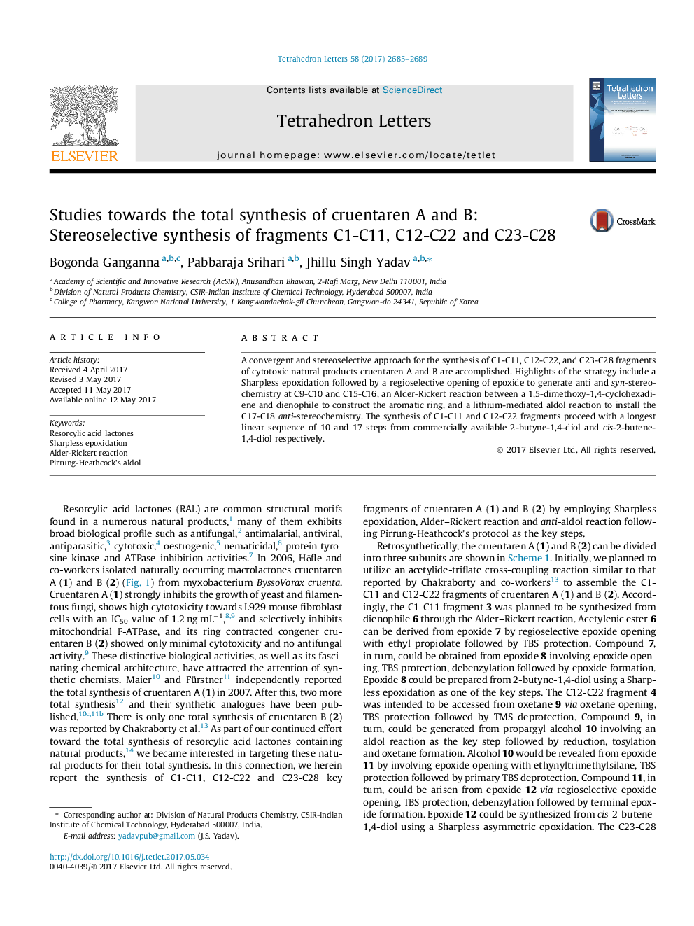 Studies towards the total synthesis of cruentaren A and B: Stereoselective synthesis of fragments C1-C11, C12-C22 and C23-C28