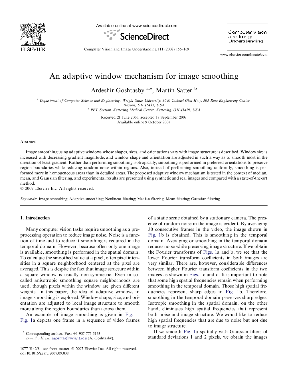 An adaptive window mechanism for image smoothing
