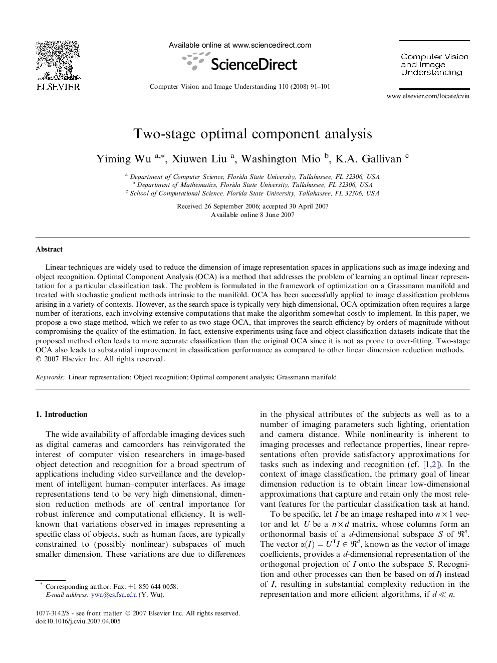 Two-stage optimal component analysis