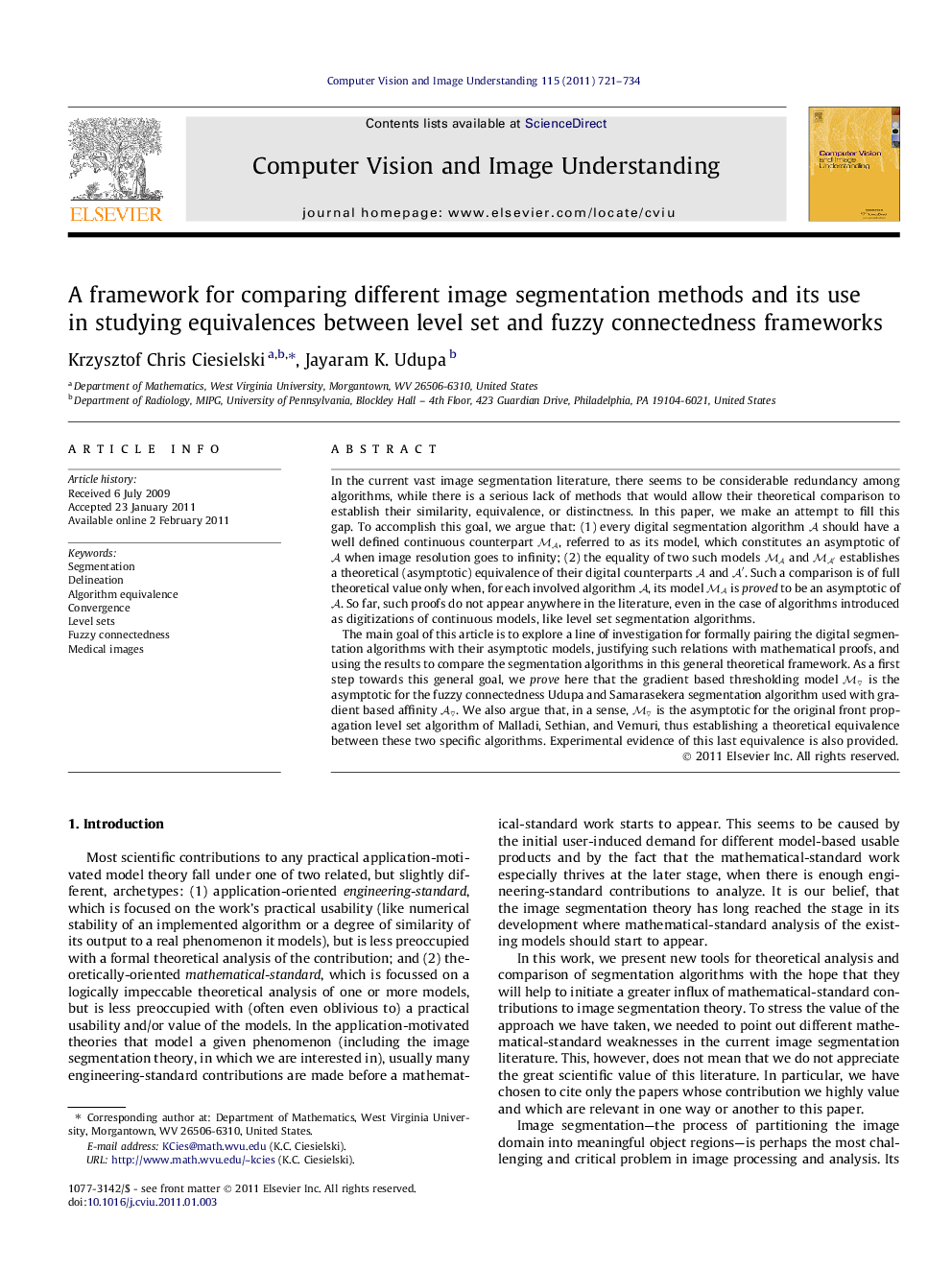 A framework for comparing different image segmentation methods and its use in studying equivalences between level set and fuzzy connectedness frameworks