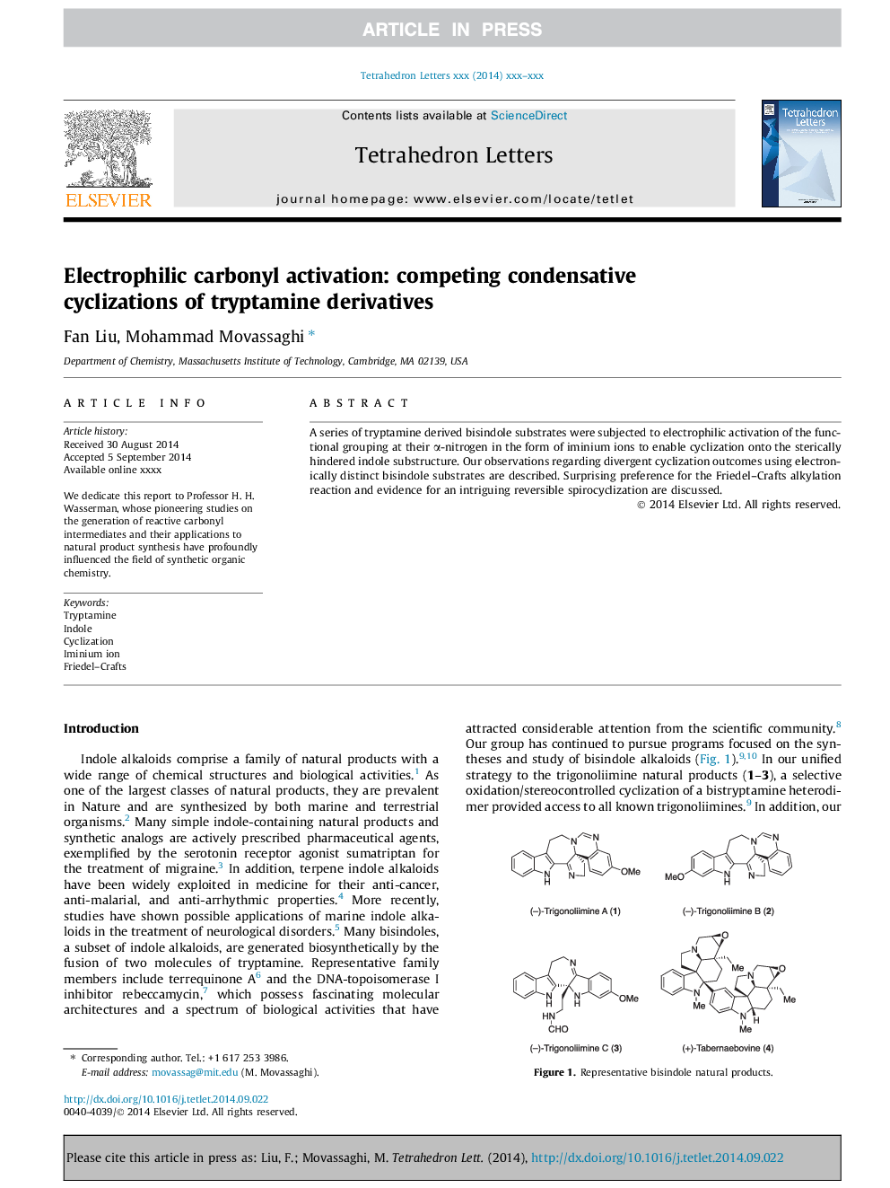 Electrophilic carbonyl activation: competing condensative cyclizations of tryptamine derivatives