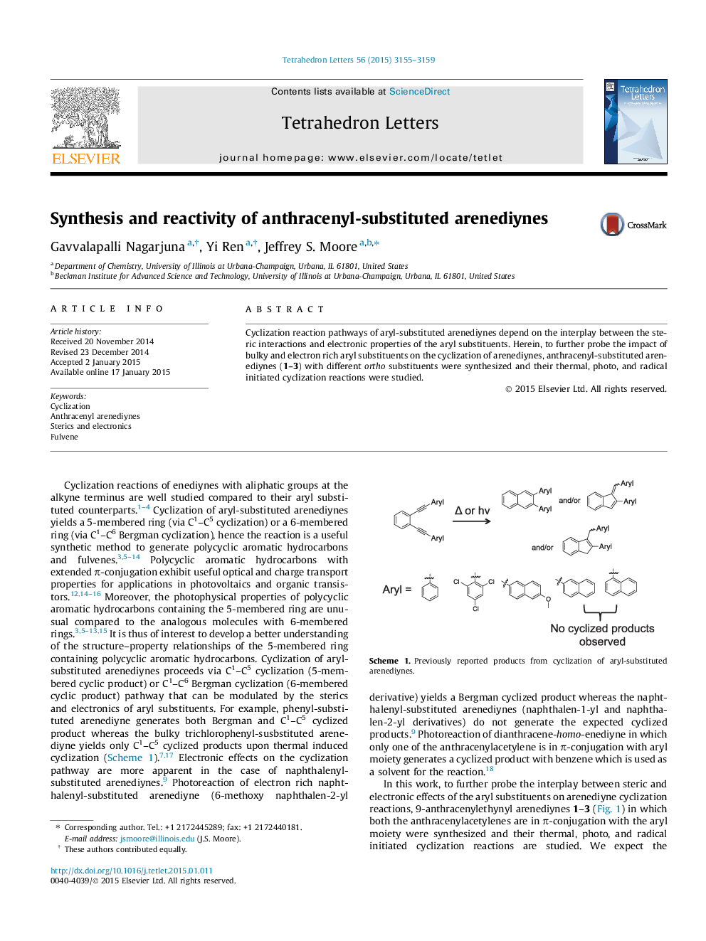 Synthesis and reactivity of anthracenyl-substituted arenediynes