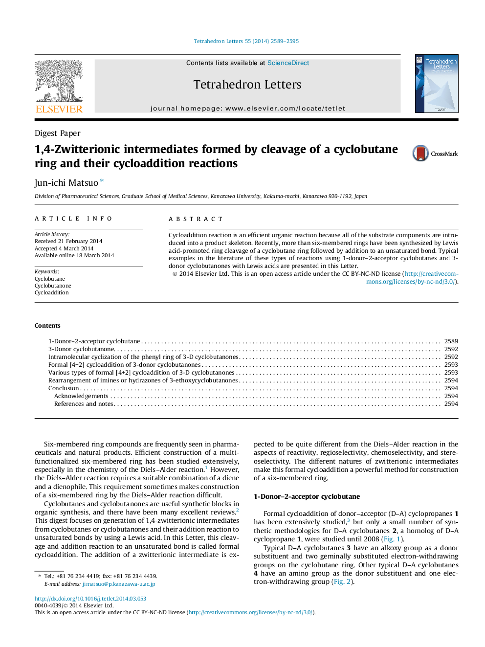 1,4-Zwitterionic intermediates formed by cleavage of a cyclobutane ring and their cycloaddition reactions