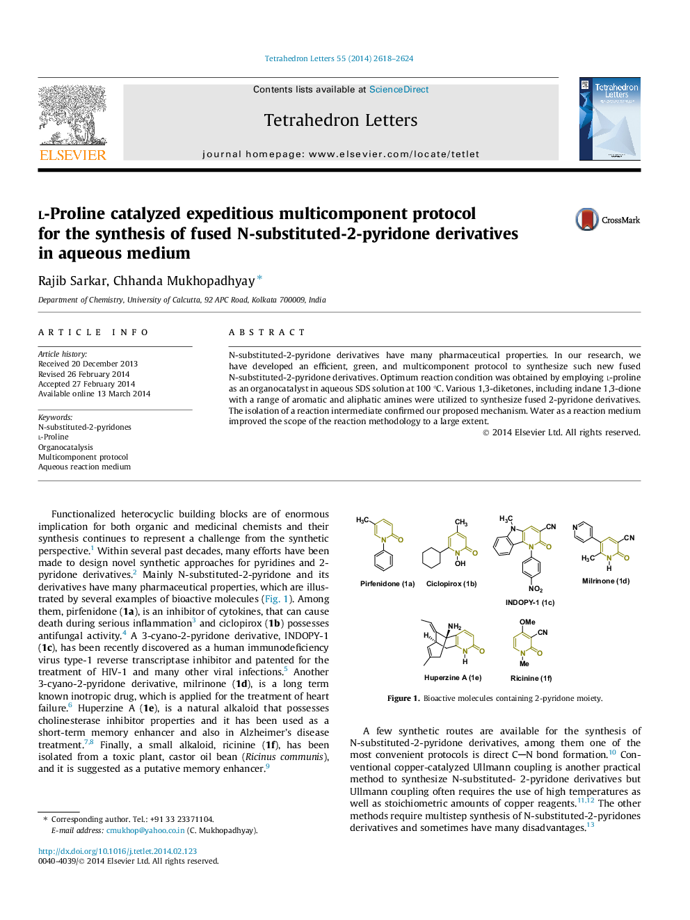 l-Proline catalyzed expeditious multicomponent protocol for the synthesis of fused N-substituted-2-pyridone derivatives in aqueous medium