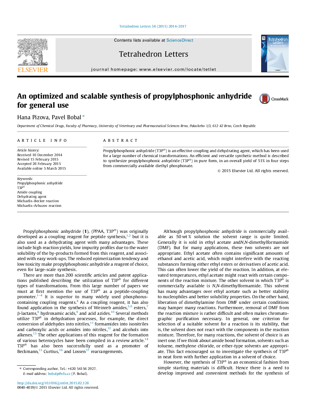 An optimized and scalable synthesis of propylphosphonic anhydride for general use