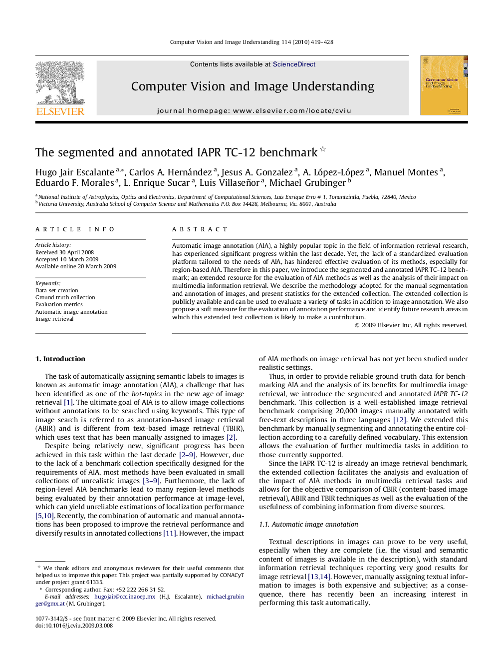 The segmented and annotated IAPR TC-12 benchmark 