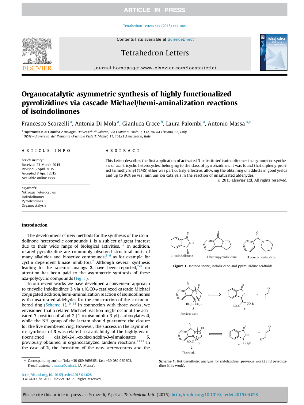 Organocatalytic asymmetric synthesis of highly functionalized pyrrolizidines via cascade Michael/hemi-aminalization reactions of isoindolinones