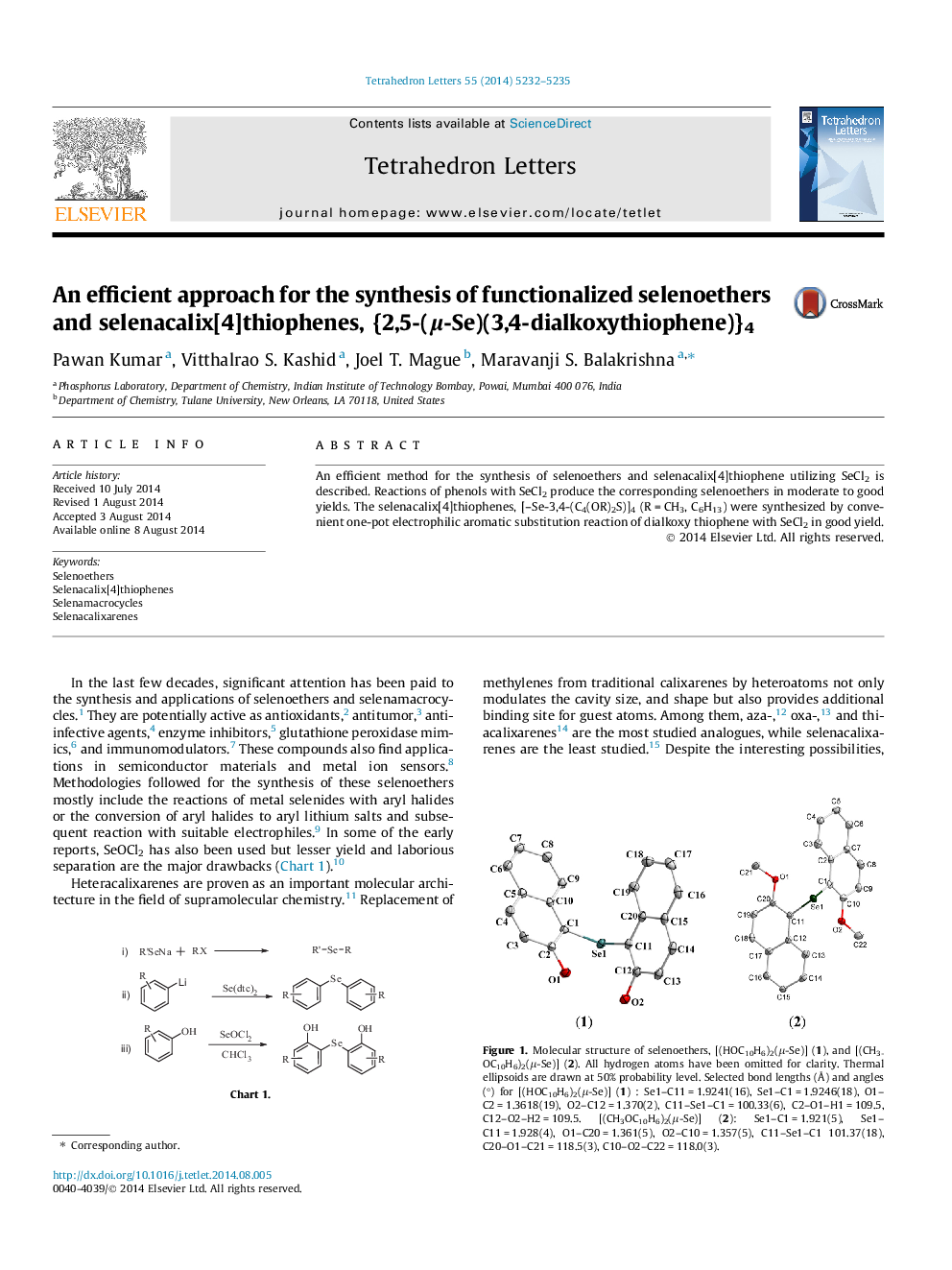 An efficient approach for the synthesis of functionalized selenoethers and selenacalix[4]thiophenes, {2,5-(Î¼-Se)(3,4-dialkoxythiophene)}4