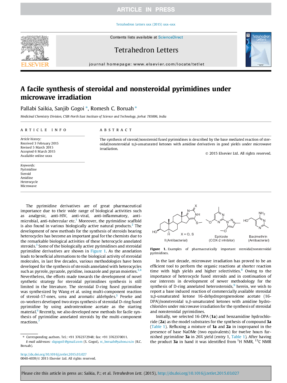 A facile synthesis of steroidal and nonsteroidal pyrimidines under microwave irradiation