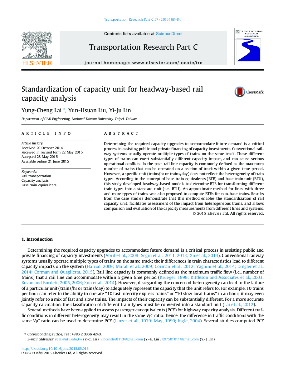 Standardization of capacity unit for headway-based rail capacity analysis