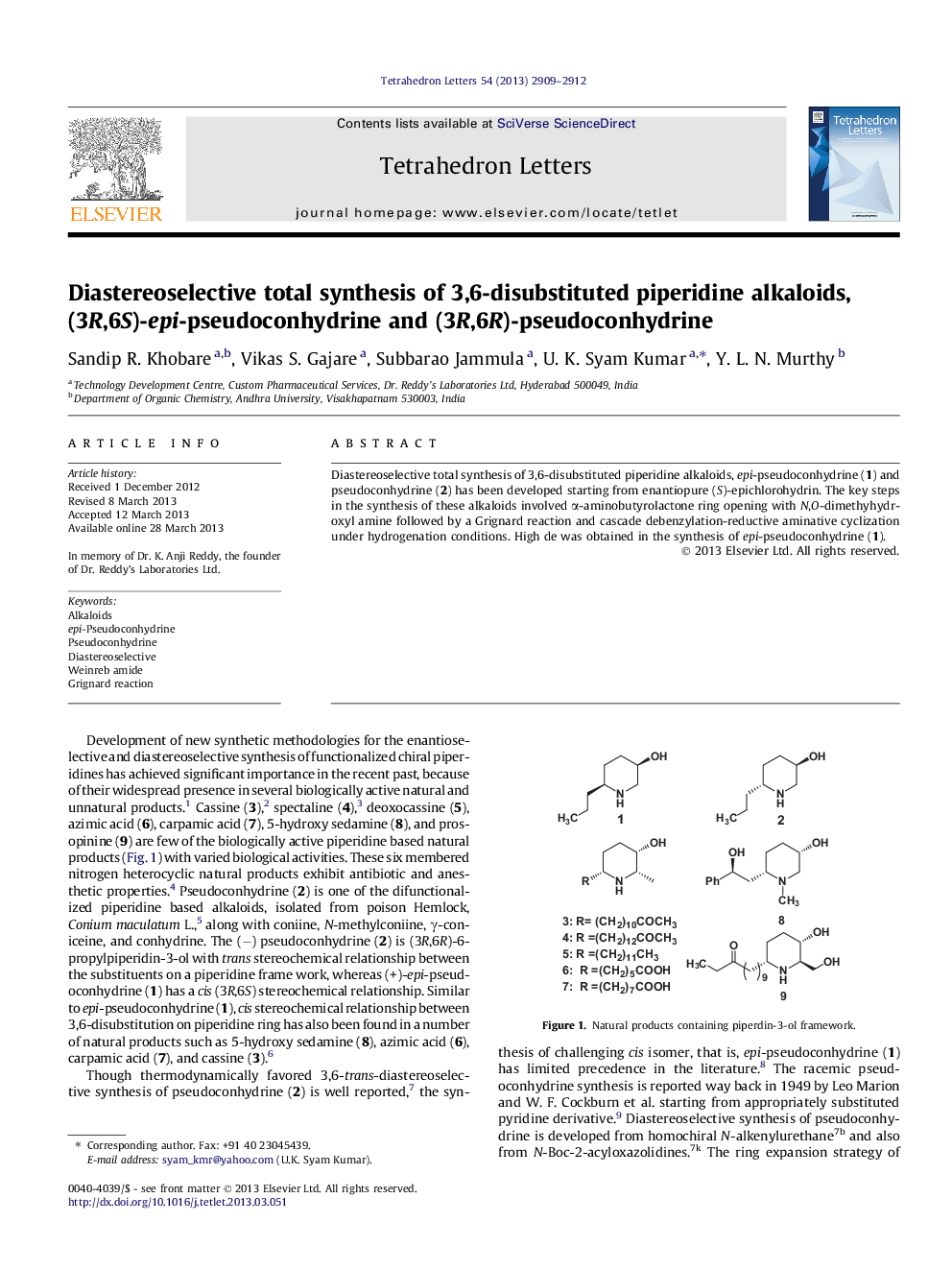 Diastereoselective total synthesis of 3,6-disubstituted piperidine alkaloids, (3R,6S)-epi-pseudoconhydrine and (3R,6R)-pseudoconhydrine