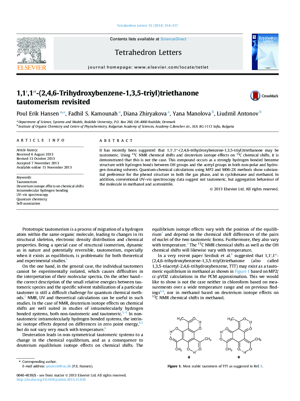 1,1â²,1â²â²-(2,4,6-Trihydroxybenzene-1,3,5-triyl)triethanone tautomerism revisited