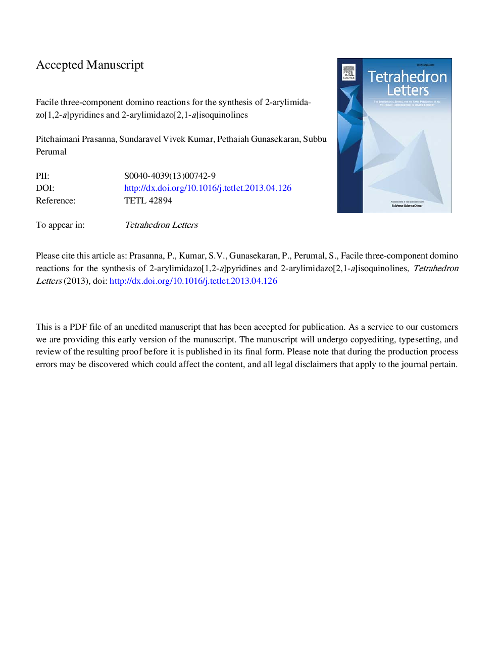 Facile three-component domino reactions for the synthesis of 2-arylimidazo[1,2-a]pyridines and 2-arylimidazo[2,1-a]isoquinolines