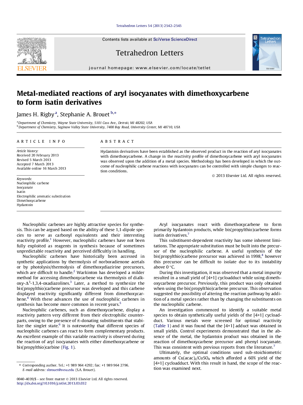 Metal-mediated reactions of aryl isocyanates with dimethoxycarbene to form isatin derivatives