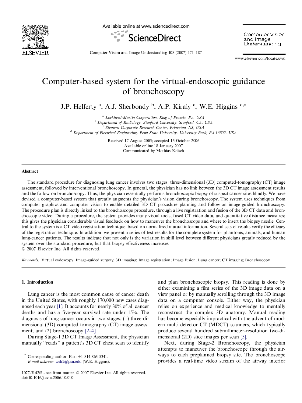 Computer-based system for the virtual-endoscopic guidance of bronchoscopy