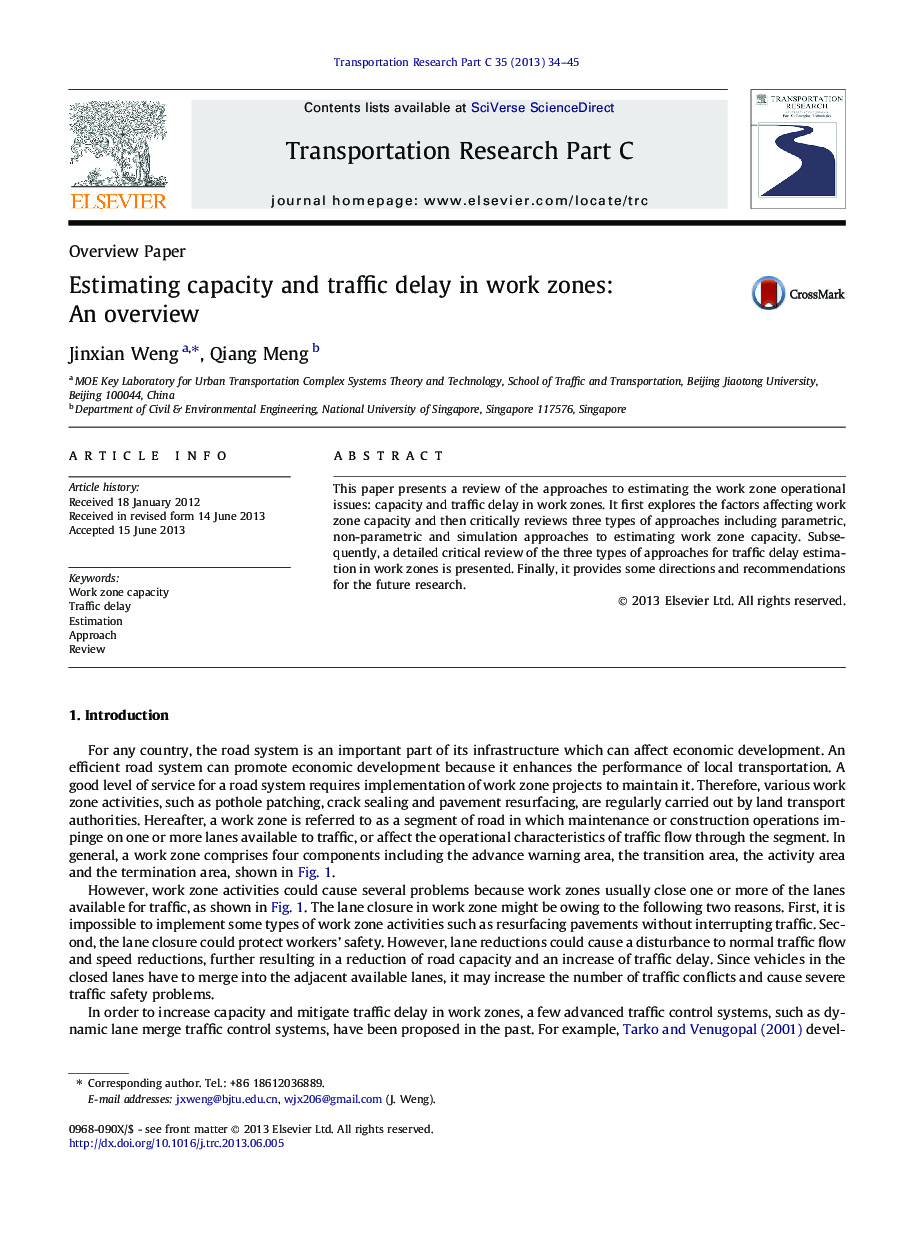 Estimating capacity and traffic delay in work zones: An overview