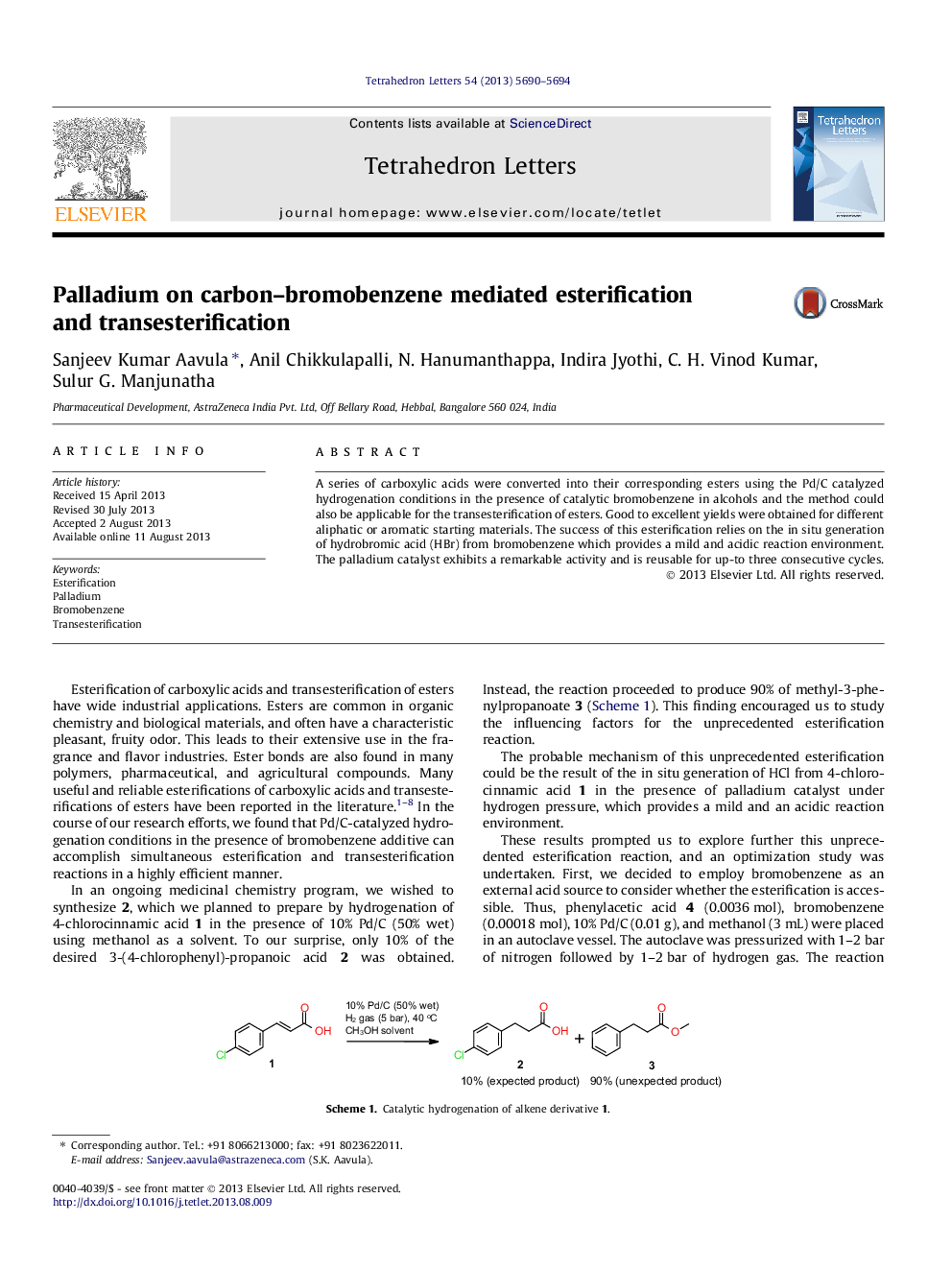 Palladium on carbon-bromobenzene mediated esterification and transesterification