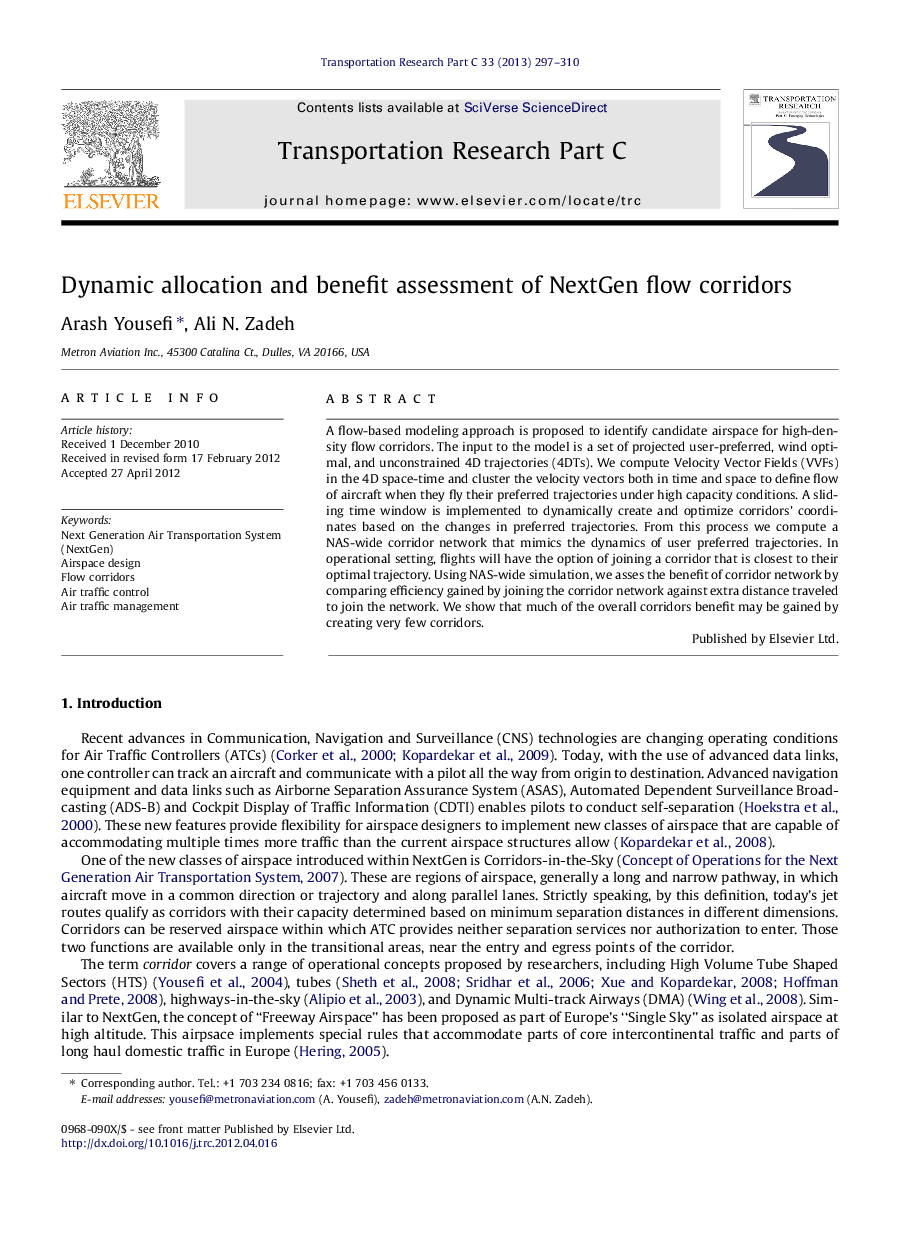 Dynamic allocation and benefit assessment of NextGen flow corridors