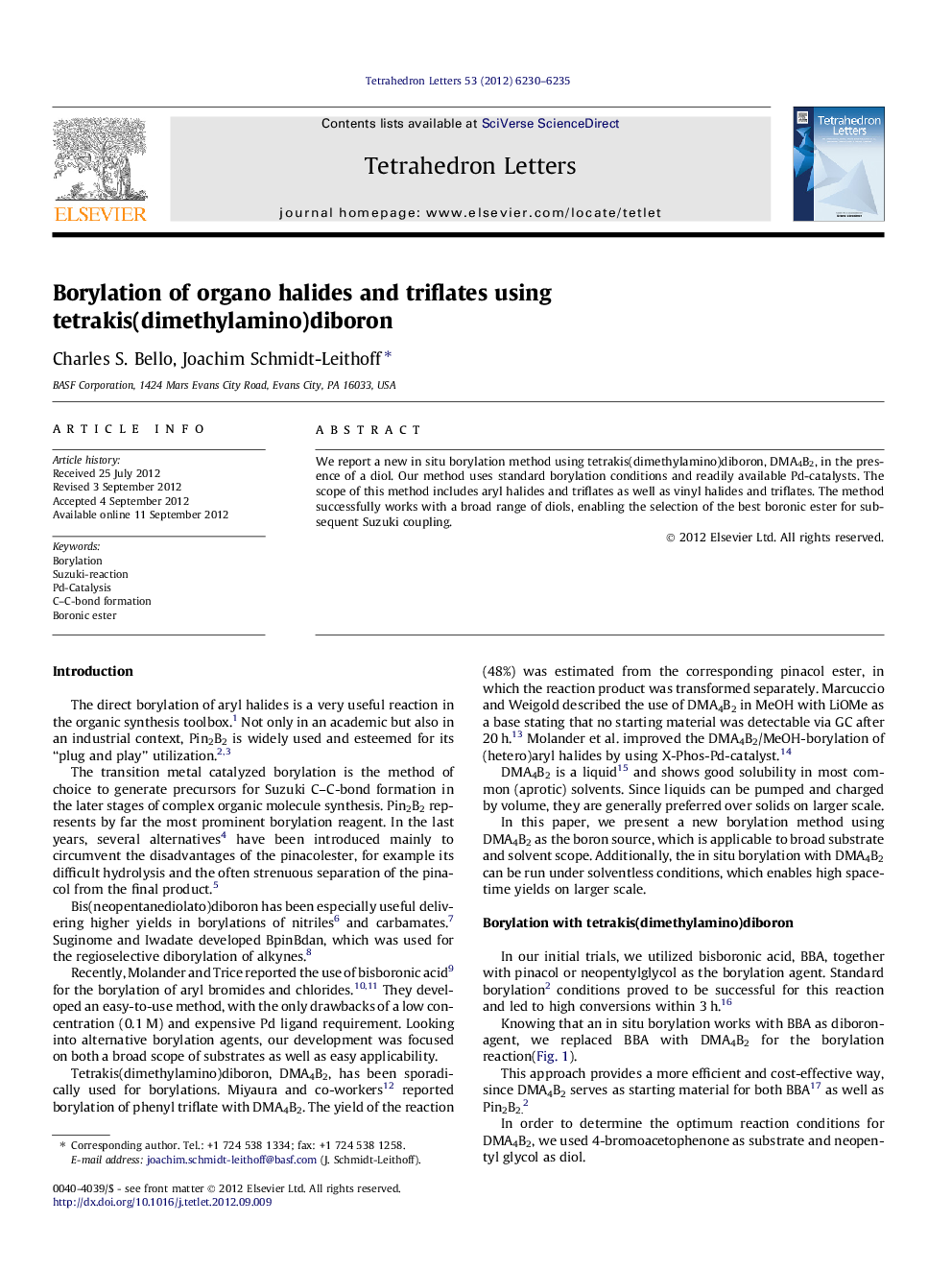 Borylation of organo halides and triflates using tetrakis(dimethylamino)diboron