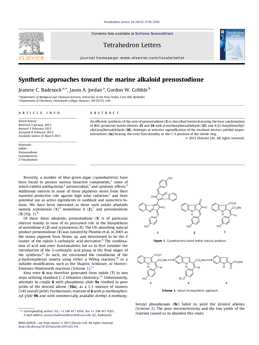 Synthetic approaches toward the marine alkaloid prenostodione