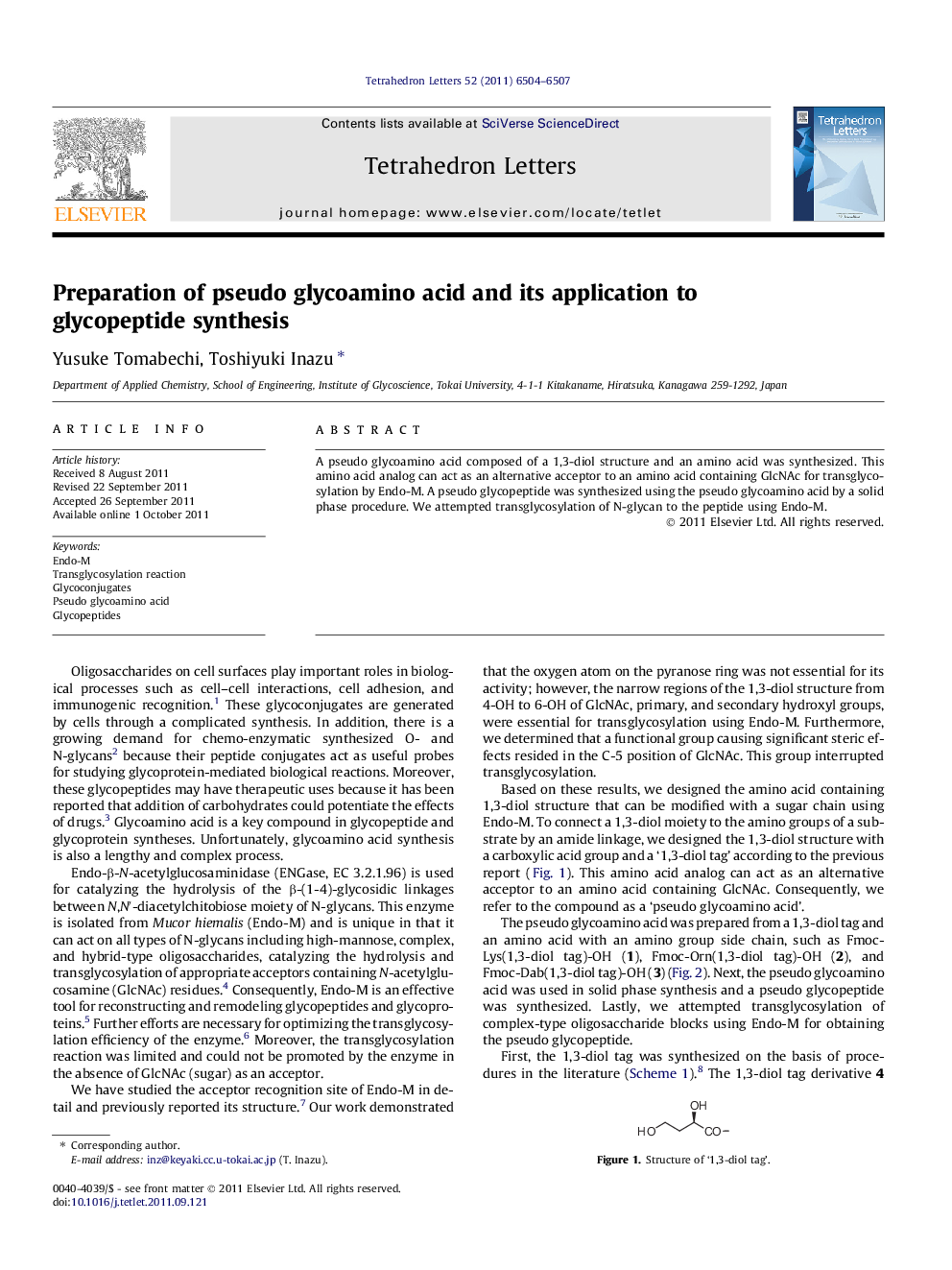 Preparation of pseudo glycoamino acid and its application to glycopeptide synthesis