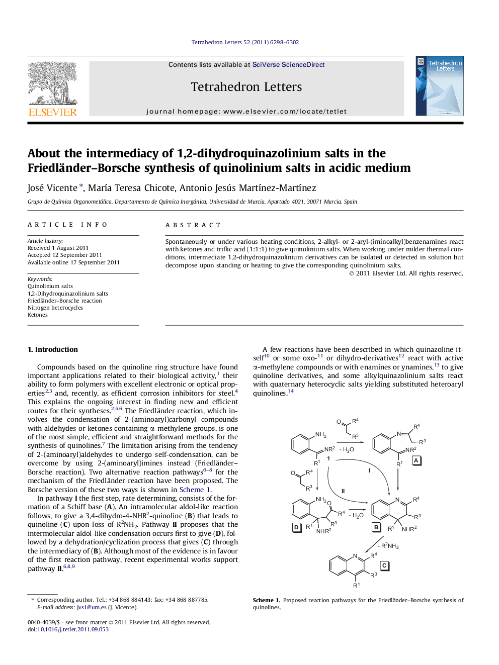 About the intermediacy of 1,2-dihydroquinazolinium salts in the Friedländer-Borsche synthesis of quinolinium salts in acidic medium