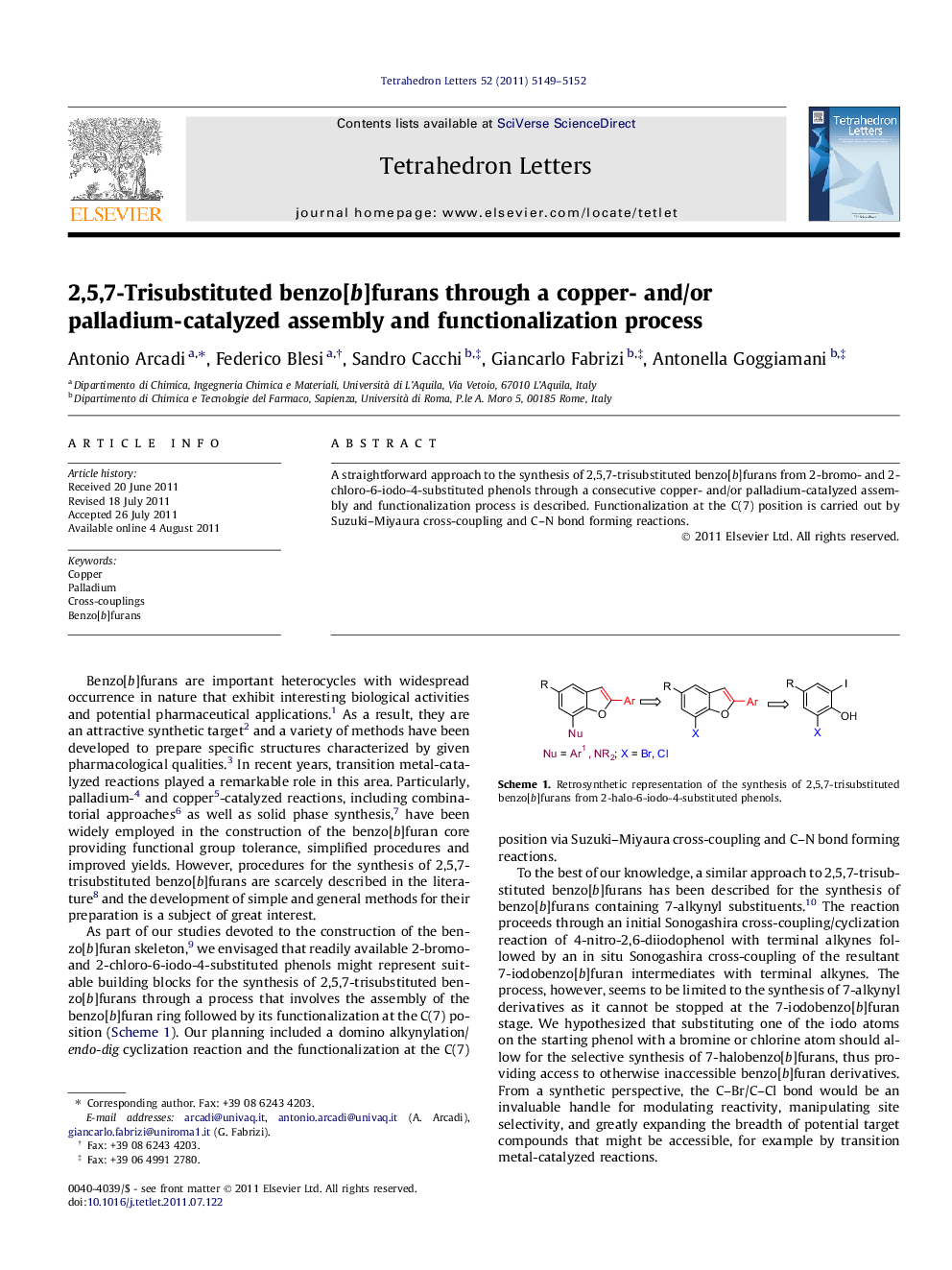 2,5,7-Trisubstituted benzo[b]furans through a copper- and/or palladium-catalyzed assembly and functionalization process