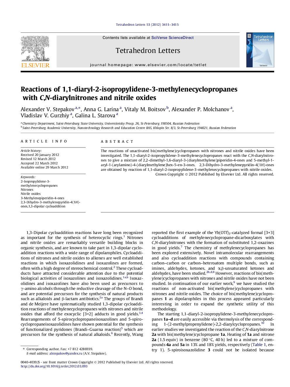 Reactions of 1,1-diaryl-2-isopropylidene-3-methylenecyclopropanes with C,N-diarylnitrones and nitrile oxides