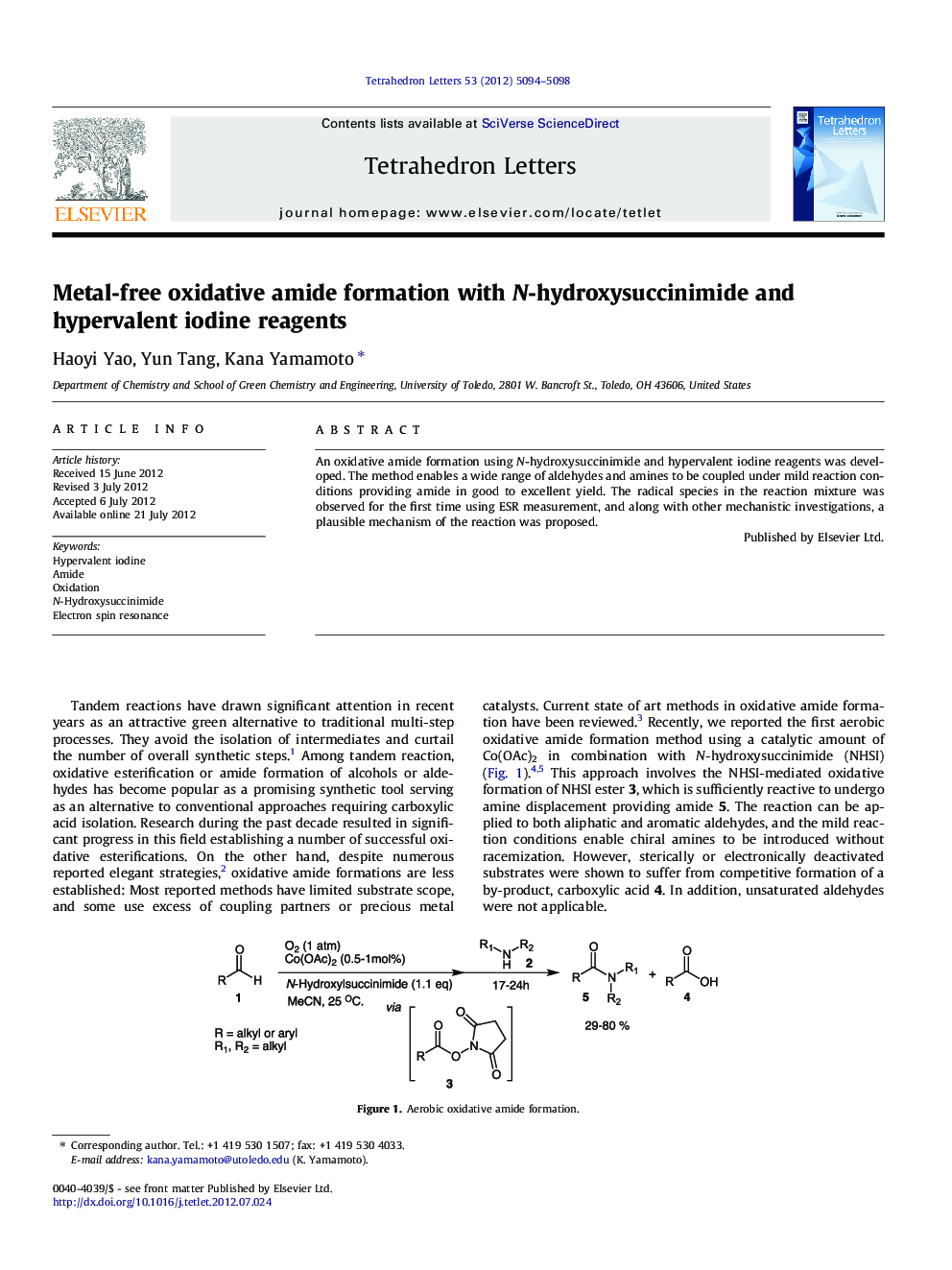 Metal-free oxidative amide formation with N-hydroxysuccinimide and hypervalent iodine reagents