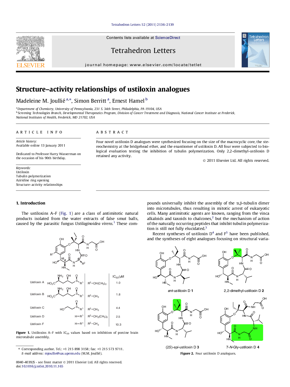 Structure-activity relationships of ustiloxin analogues