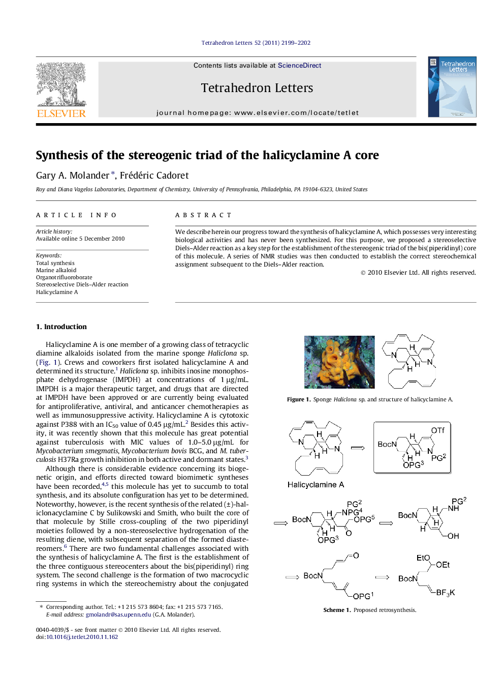 Synthesis of the stereogenic triad of the halicyclamine A core